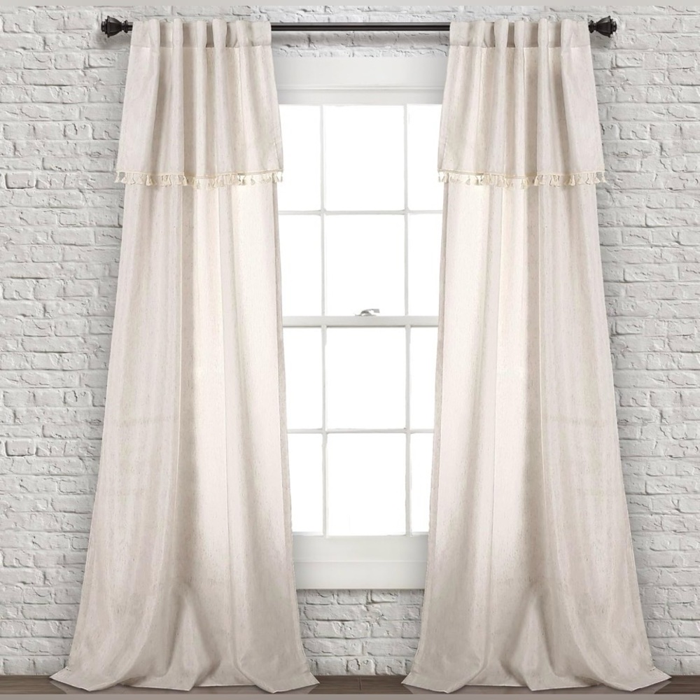 LUSH DECOR Ivy Tassel window curtains panels (2) 84 long X 40 wide